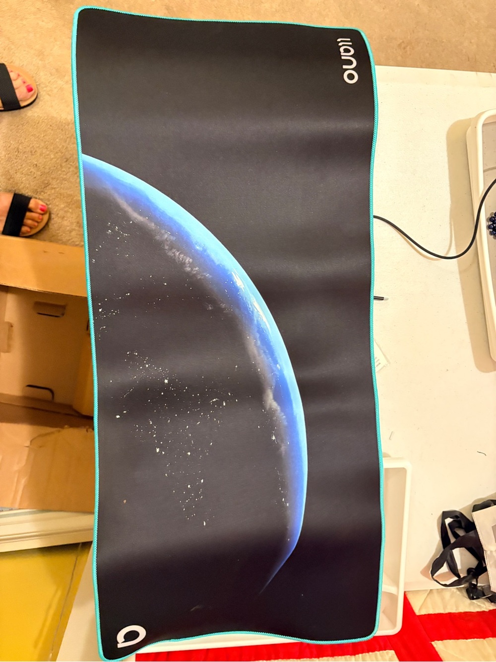 Llano Black & Teal Extended Gaming Mouse Pad -14 x 32 in